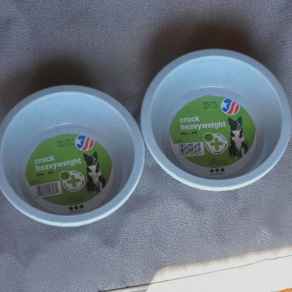 20 oz Heavyweight Crock Bowl Dish Van Ness Cats Small Dogs 2 Pack Made USA